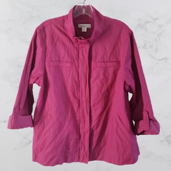 Coldwater Creek Magenta Crinkle Full Zip Jacket - Picture 1 of 15